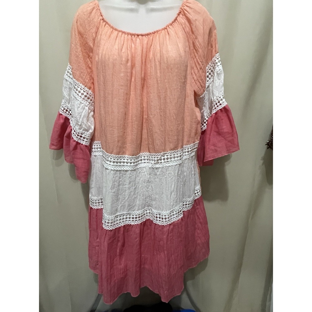 VASNA Pink/Orange/Ivory Casual Dress Womens Size L